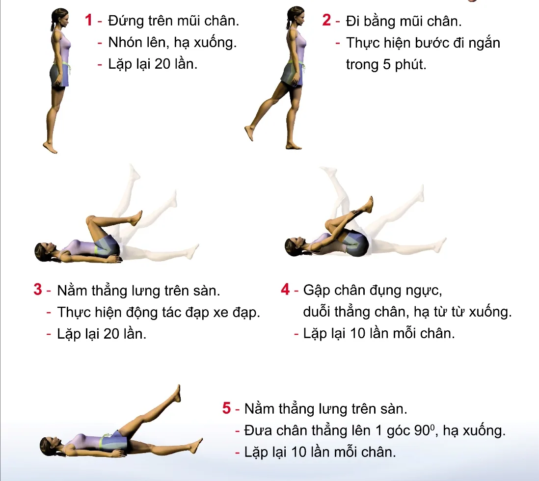 Các động tác giúp giảm nặng, mỏi, đau nhức chân do giãn tĩnh mạch